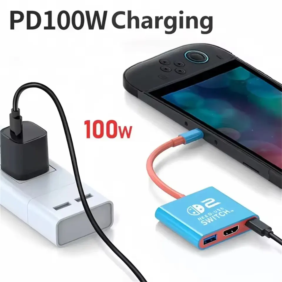 Base de acoplamiento para Nintendo Switch 2 con HDMI 4K, USB 3.0 y carga PD, adaptador USB-C a HDMI 2