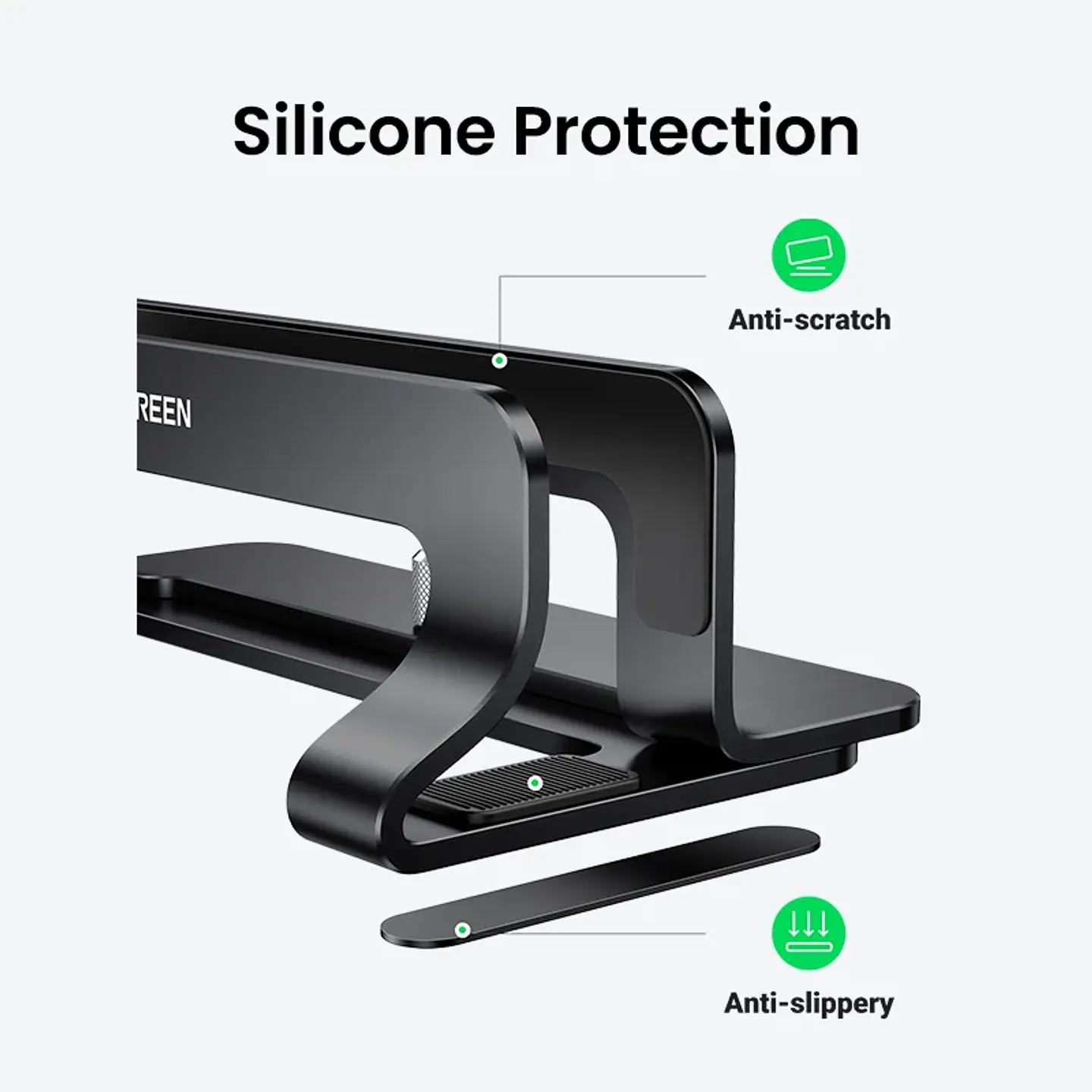 Soporte vertical UGREEN de aluminio para laptop, compatible con MacBook Pro, MacBook Air, tablet y teléfono 6