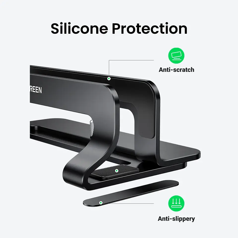 Soporte vertical UGREEN de aluminio para laptop, compatible con MacBook Pro, MacBook Air, tablet y teléfono 6