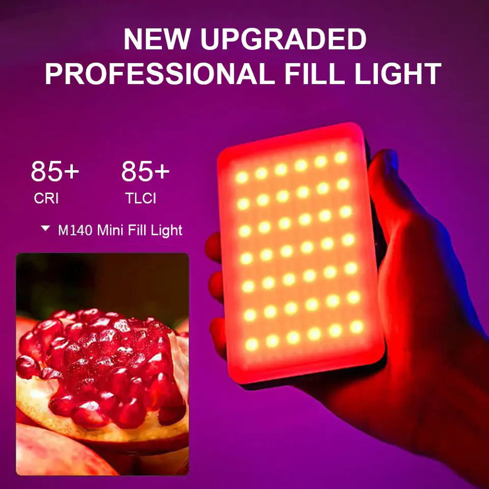 Luz LED RGB portátil recargable para celular, cámara y selfies, 2000 mAh, 3 modos, 2700–6500 K 2
