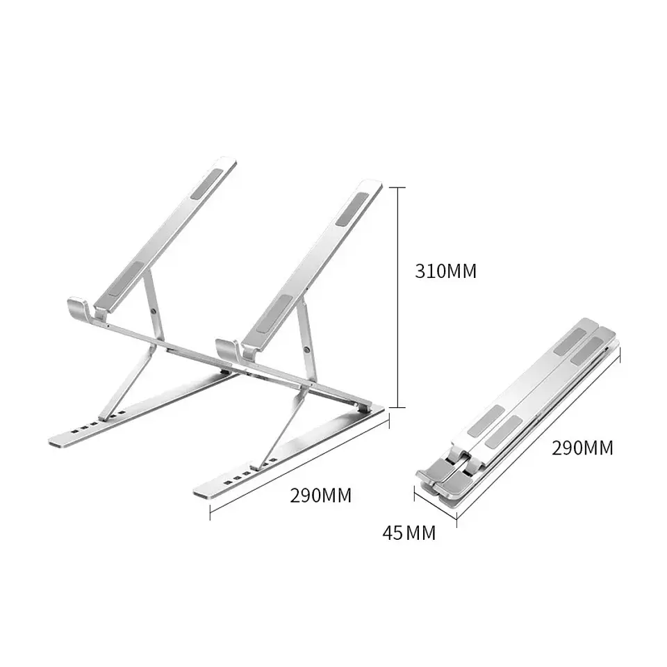 Soporte plegable y ajustable para laptop de aluminio, compatible con MacBook, computadora y tablet; base para notebook con disipación de calor 3