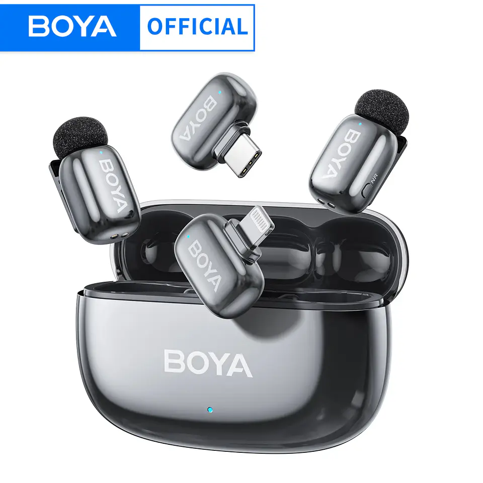 Micrófono inalámbrico de solapa BOYA Mini 2 con reducción de ruido por IA, mini micrófono para iPhone 6-14/15-17 y teléfonos Android USB-C, para grabación de video 1