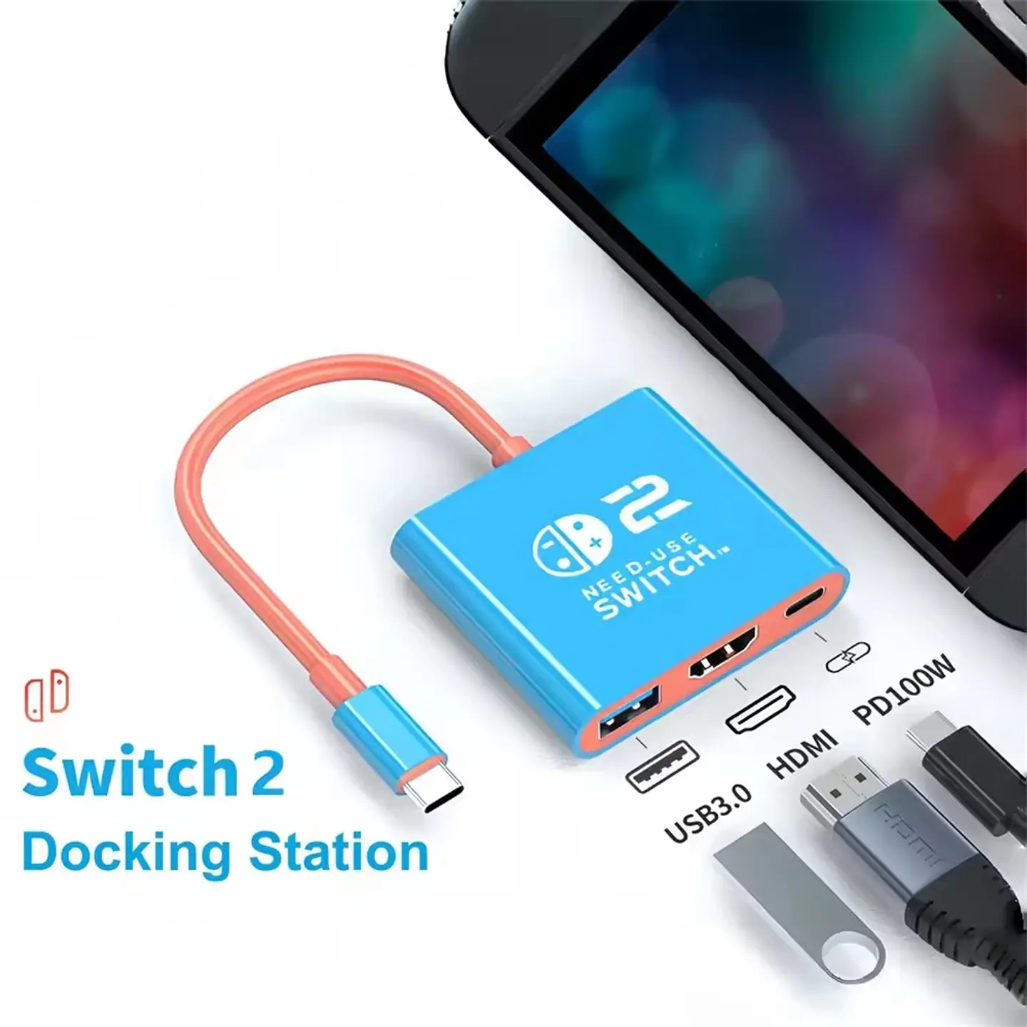 Base de acoplamiento para Nintendo Switch 2 con HDMI 4K, USB 3.0 y carga PD, adaptador USB-C a HDMI 4