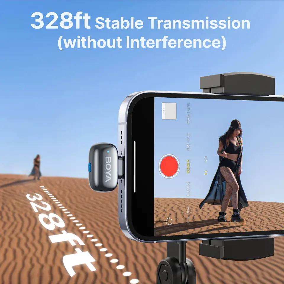 Micrófono inalámbrico de solapa BOYA Mini 2 con reducción de ruido por IA, mini micrófono para iPhone 6-14/15-17 y teléfonos Android USB-C, para grabación de video 2