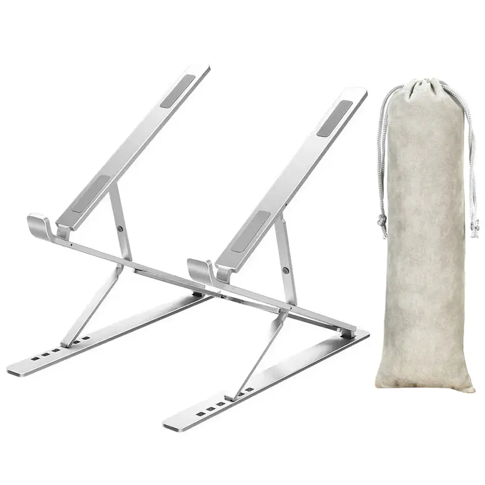 Soporte plegable y ajustable para laptop de aluminio, compatible con MacBook, computadora y tablet; base para notebook con disipación de calor 7