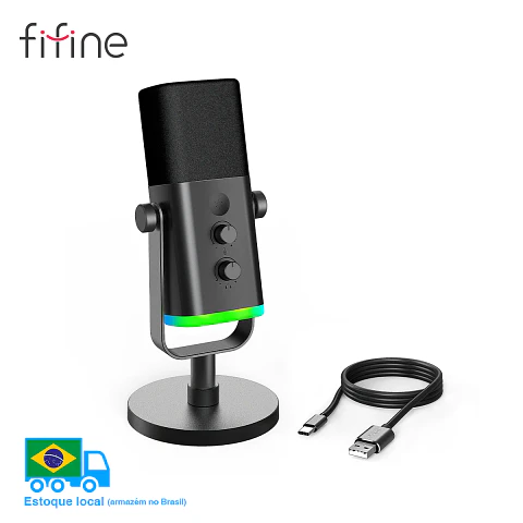 Micrófono Dinámico FIFINE AM8 USB/XLR RGB, Mute y Jack Auriculares para PC, Gaming y Streaming