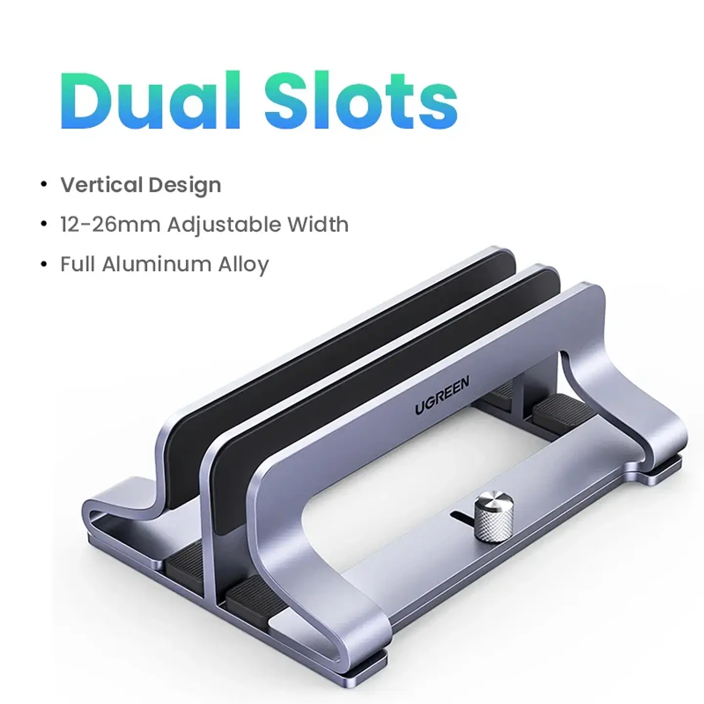 Soporte vertical UGREEN de aluminio para laptop, compatible con MacBook Pro, MacBook Air, tablet y teléfono 7