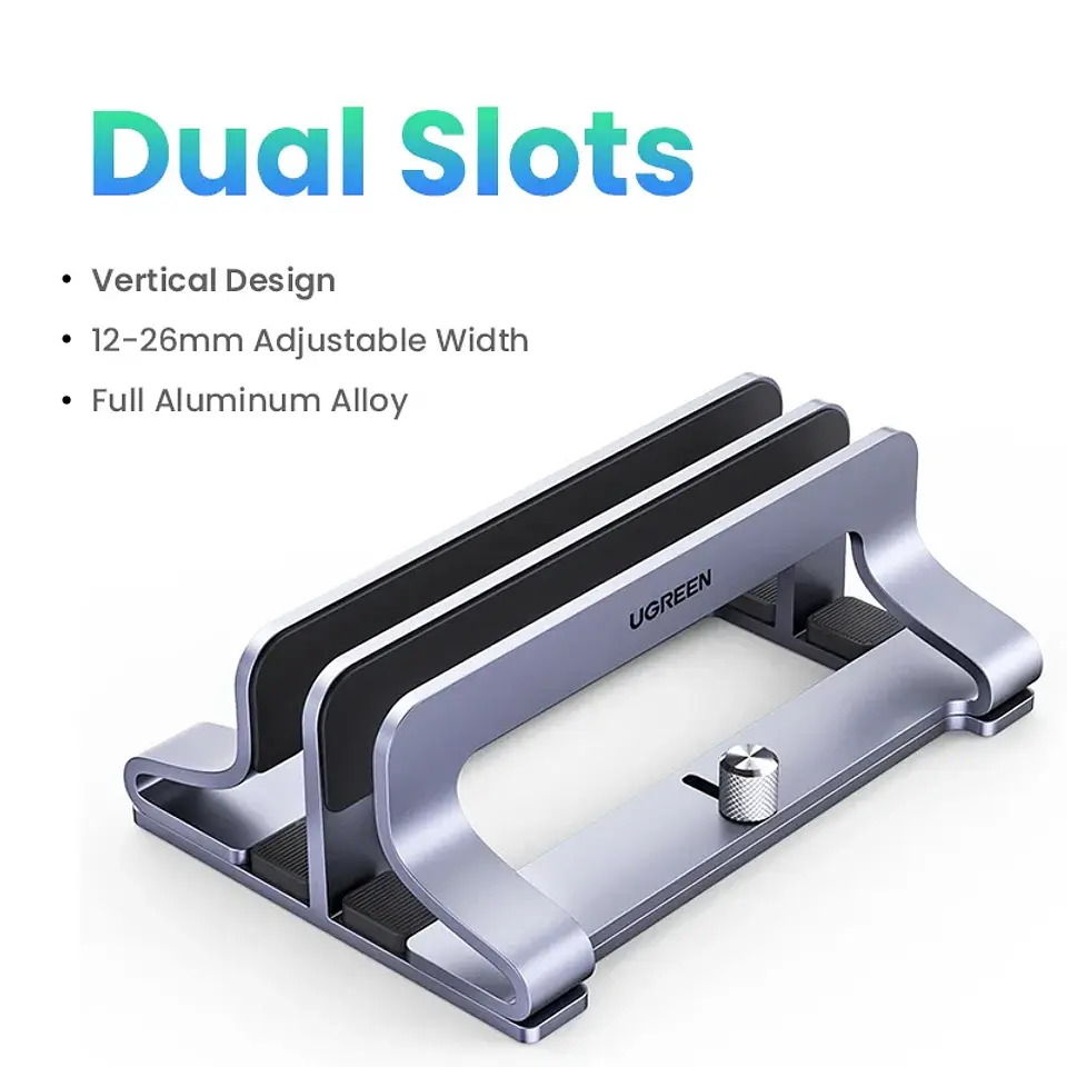 Soporte vertical UGREEN de aluminio para laptop, compatible con MacBook Pro, MacBook Air, tablet y teléfono 7