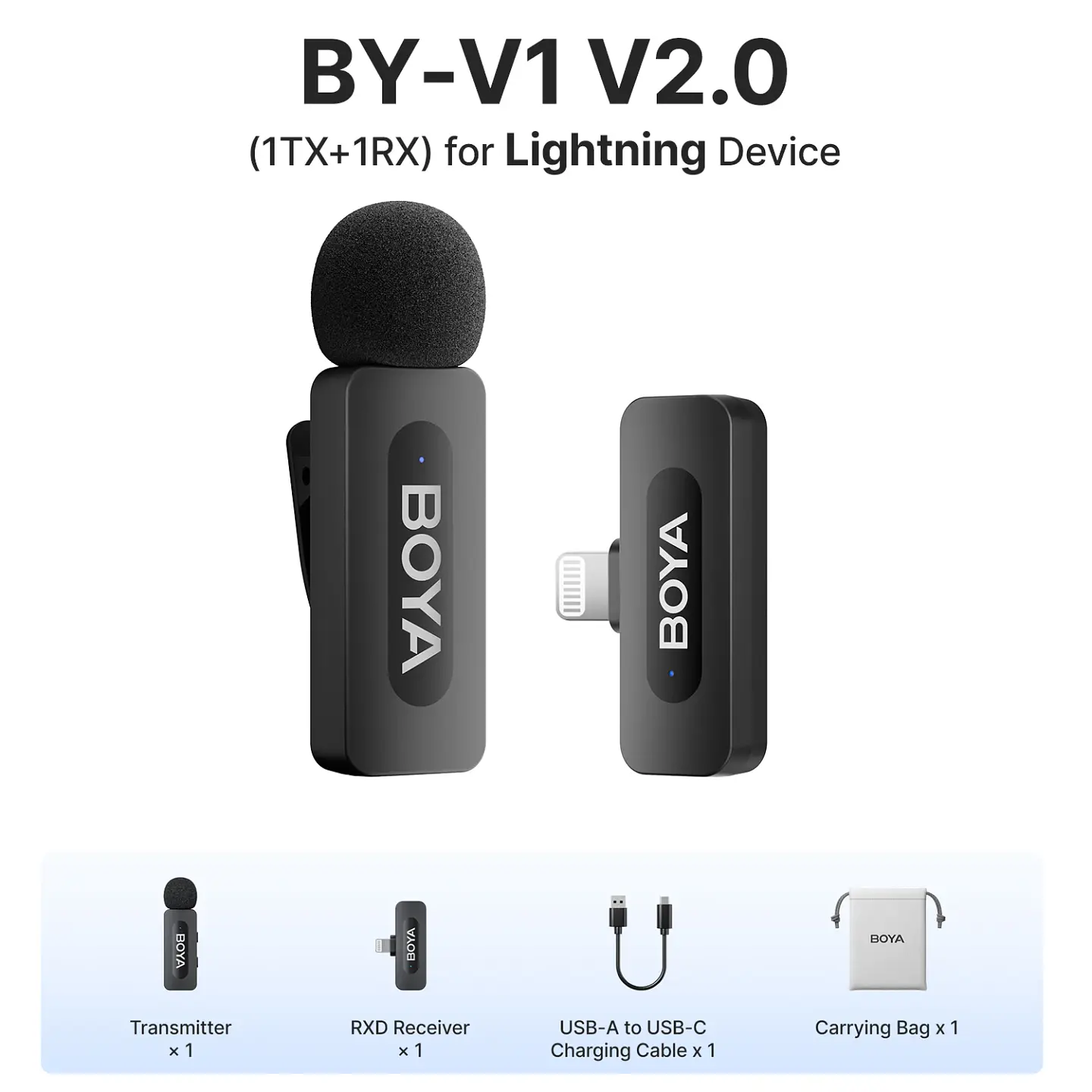 Micrófono inalámbrico de solapa BOYA BY-V3 con cancelación de ruido y batería recargable, para iPhone, Android y cámara 9