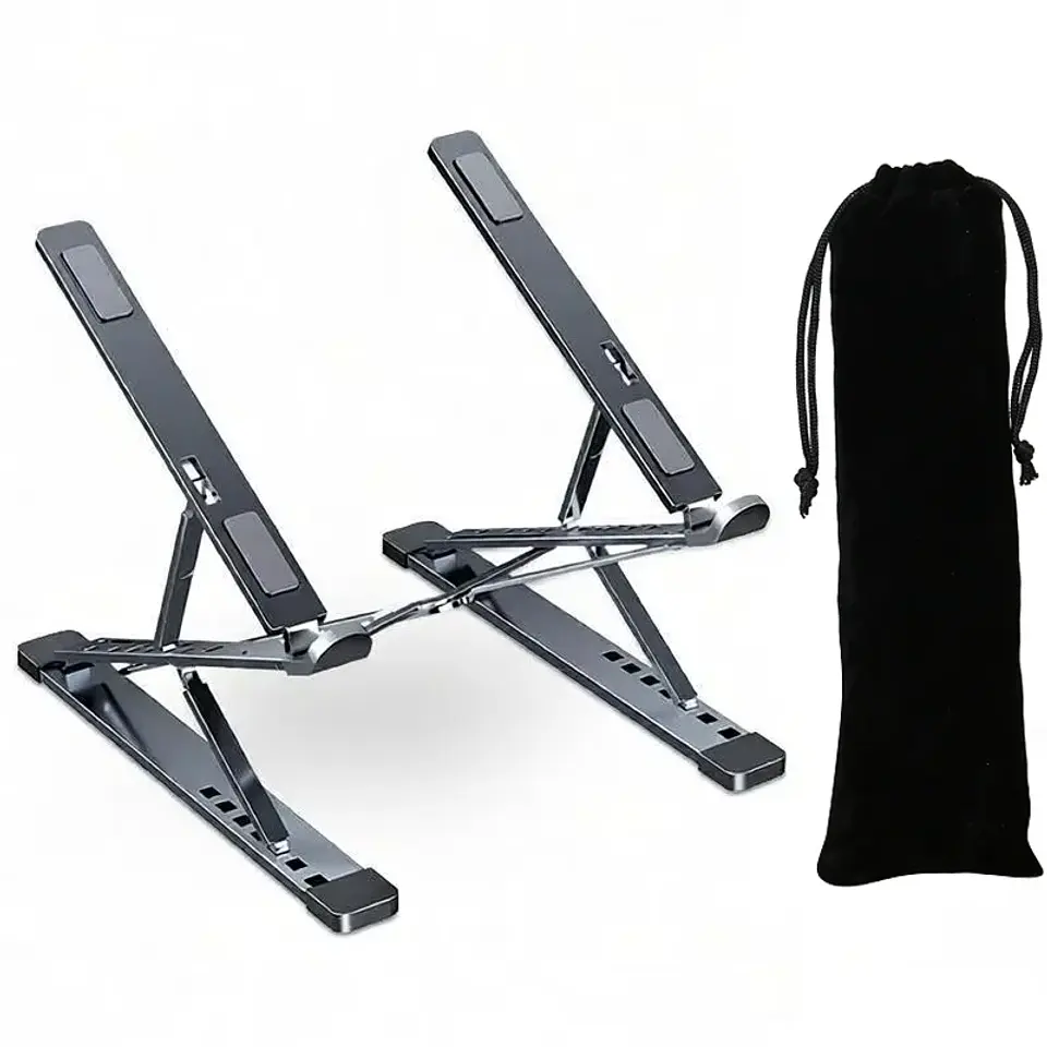 Soporte plegable y ajustable para laptop de aluminio, compatible con MacBook, computadora y tablet; base para notebook con disipación de calor 8