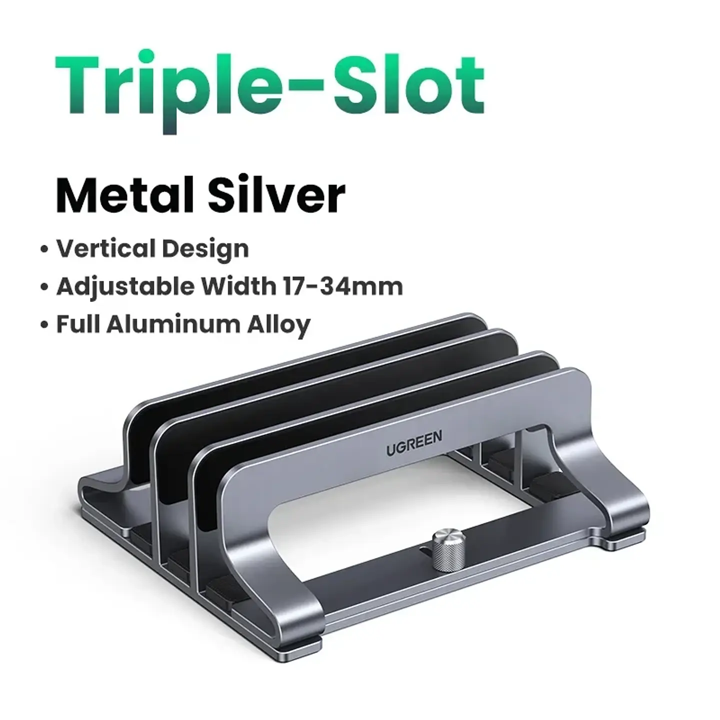 Soporte vertical UGREEN de aluminio para laptop, compatible con MacBook Pro, MacBook Air, tablet y teléfono 9
