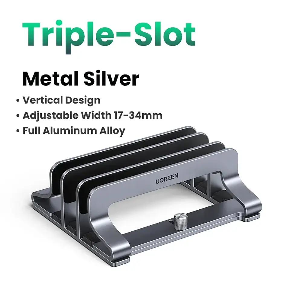 Soporte vertical UGREEN de aluminio para laptop, compatible con MacBook Pro, MacBook Air, tablet y teléfono 9