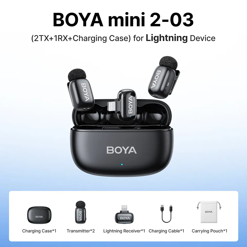 Micrófono inalámbrico de solapa BOYA Mini 2 con reducción de ruido por IA, mini micrófono para iPhone 6-14/15-17 y teléfonos Android USB-C, para grabación de video 7