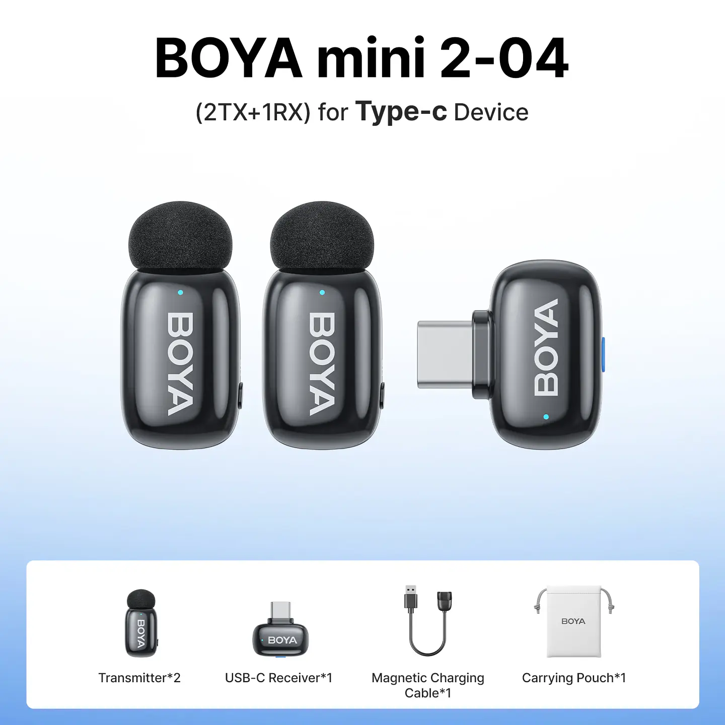 Micrófono inalámbrico de solapa BOYA Mini 2 con reducción de ruido por IA, mini micrófono para iPhone 6-14/15-17 y teléfonos Android USB-C, para grabación de video 8