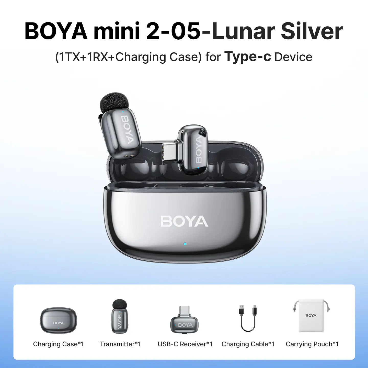 Micrófono inalámbrico de solapa BOYA Mini 2 con reducción de ruido por IA, mini micrófono para iPhone 6-14/15-17 y teléfonos Android USB-C, para grabación de video 10