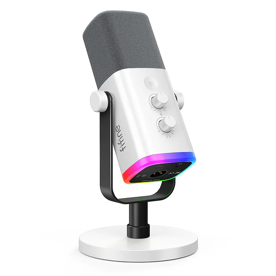 Micrófono Dinámico FIFINE AM8 USB/XLR RGB, Mute y Jack Auriculares para PC, Gaming y Streaming 7