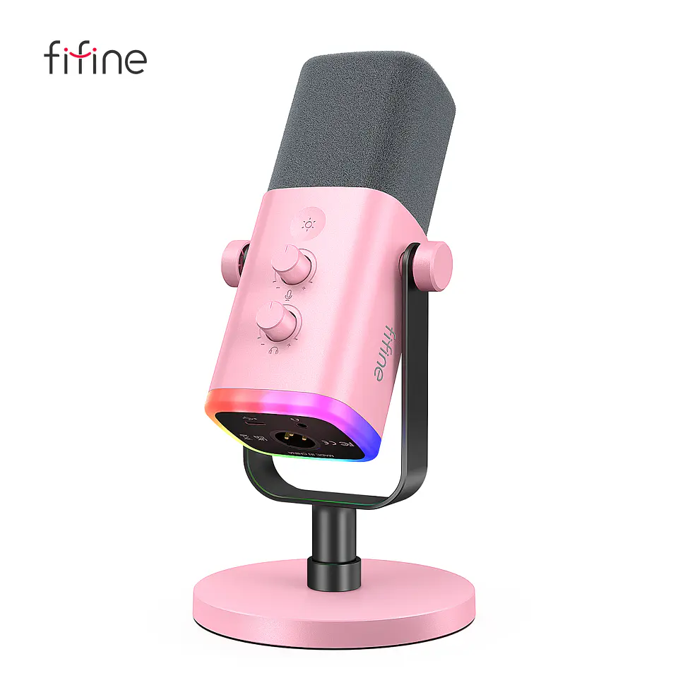 Micrófono Dinámico FIFINE AM8 USB/XLR RGB, Mute y Jack Auriculares para PC, Gaming y Streaming 9