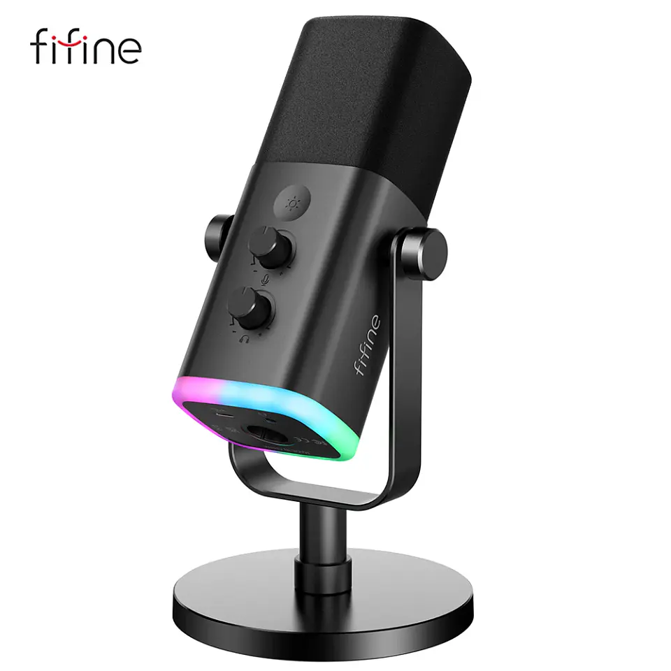 Micrófono Dinámico FIFINE AM8 USB/XLR RGB, Mute y Jack Auriculares para PC, Gaming y Streaming 10