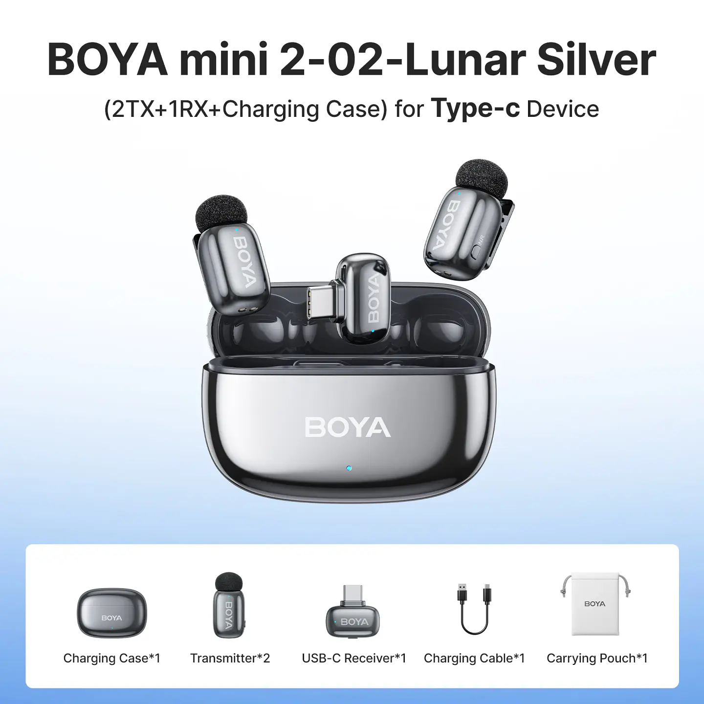 Micrófono inalámbrico de solapa BOYA Mini 2 con reducción de ruido por IA, mini micrófono para iPhone 6-14/15-17 y teléfonos Android USB-C, para grabación de video 14