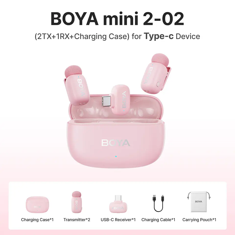 Micrófono inalámbrico de solapa BOYA Mini 2 con reducción de ruido por IA, mini micrófono para iPhone 6-14/15-17 y teléfonos Android USB-C, para grabación de video 23