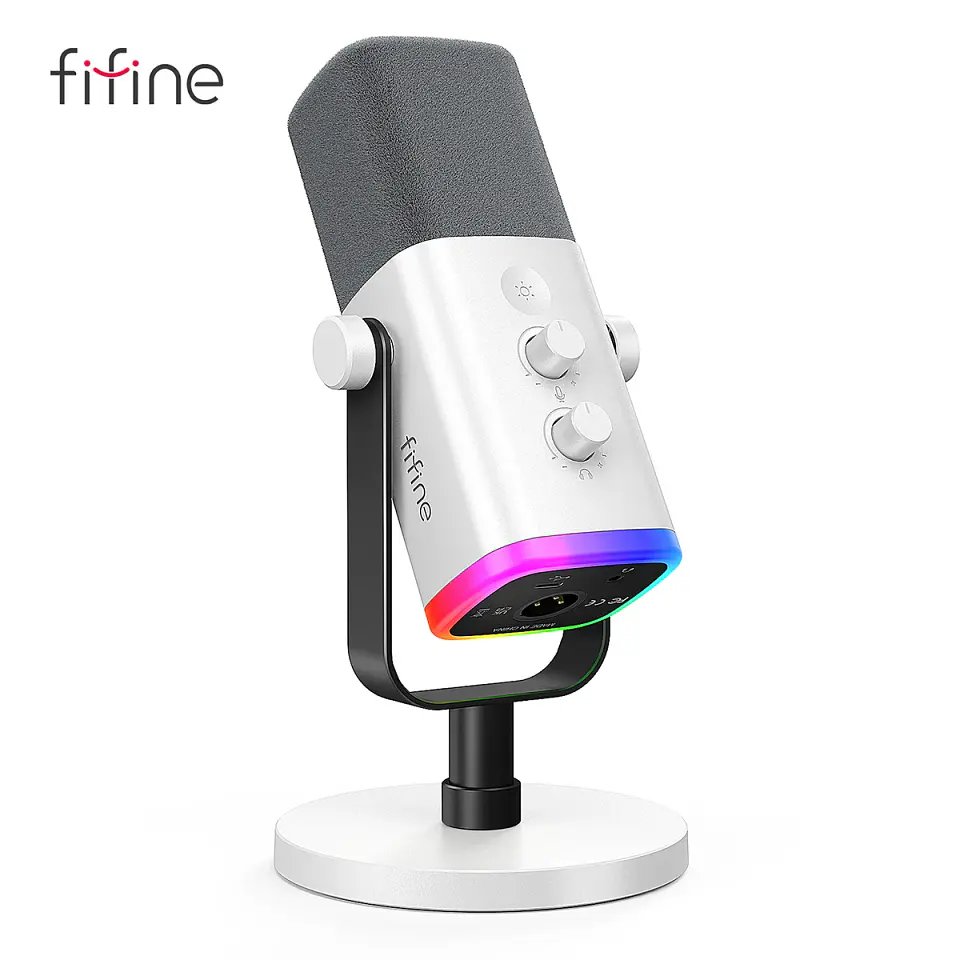 Micrófono Dinámico FIFINE AM8 USB/XLR RGB, Mute y Jack Auriculares para PC, Gaming y Streaming 12