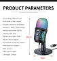 Micrófono USB para videojuegos y podcast, con condensador, salida para auriculares, iluminación LED y reducción de ruido - Miniatura 11
