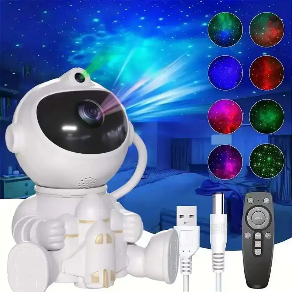 Proyector de galaxias con diseño de astronauta, luz nocturna para dormitorio y regalo para cumpleaños y Navidad 1