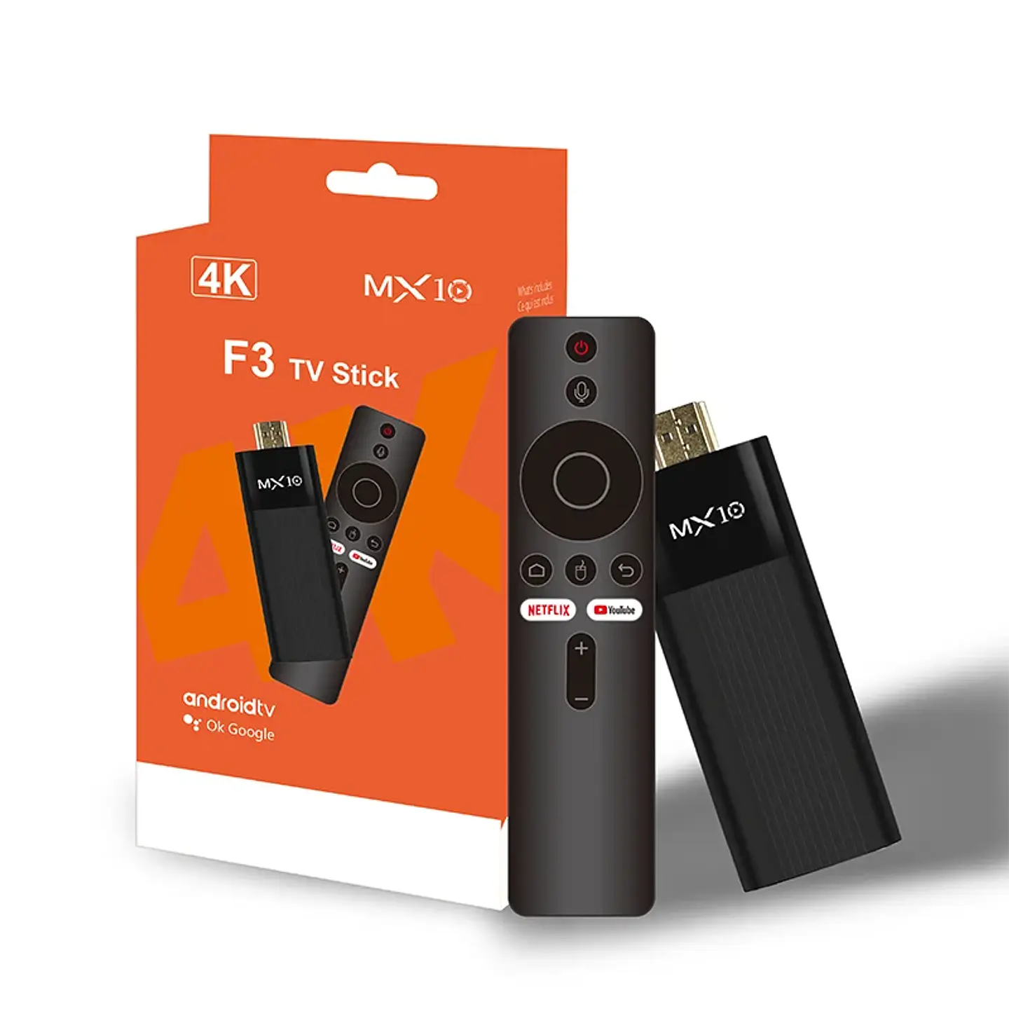 TV Stick MX10-F3 con Android, H313 de cuatro núcleos, Wi-Fi de doble banda 2.4/5 GHz, 2 GB de RAM y 16 GB de almacenamiento 1