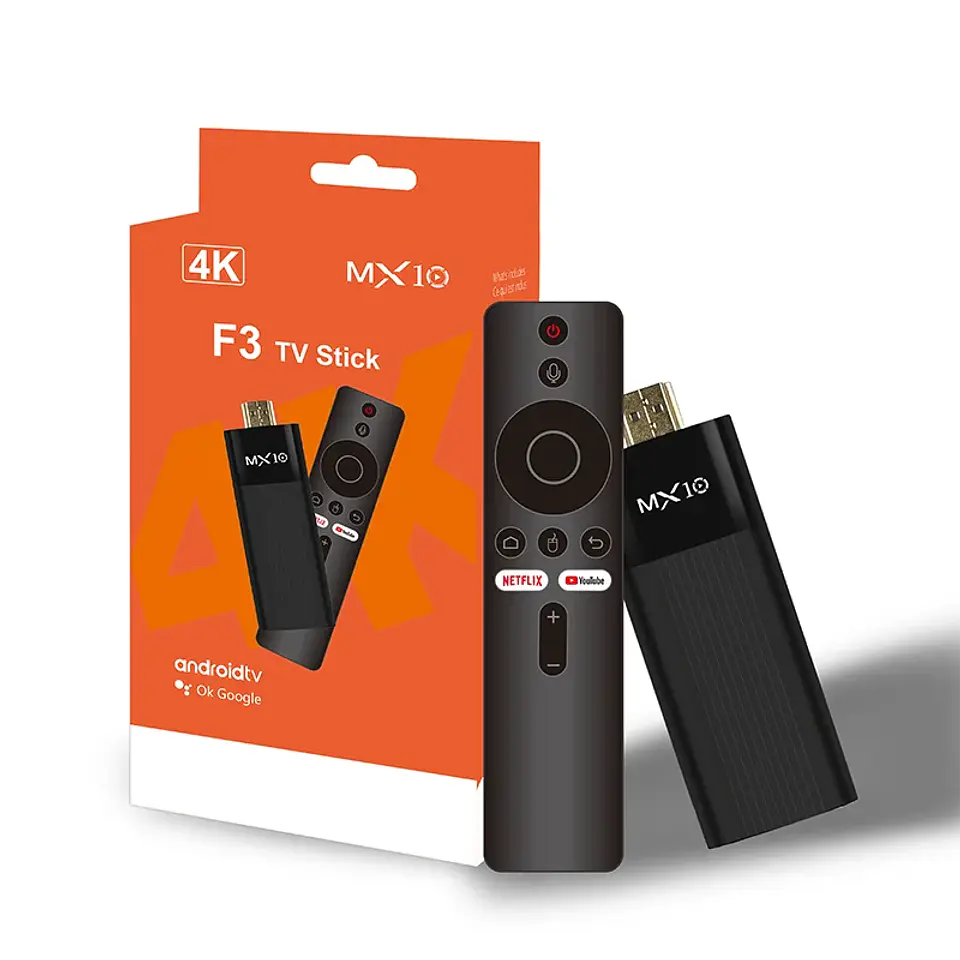 TV Stick MX10-F3 con Android, H313 de cuatro núcleos, Wi-Fi de doble banda 2.4/5 GHz, 2 GB de RAM y 16 GB de almacenamiento 1