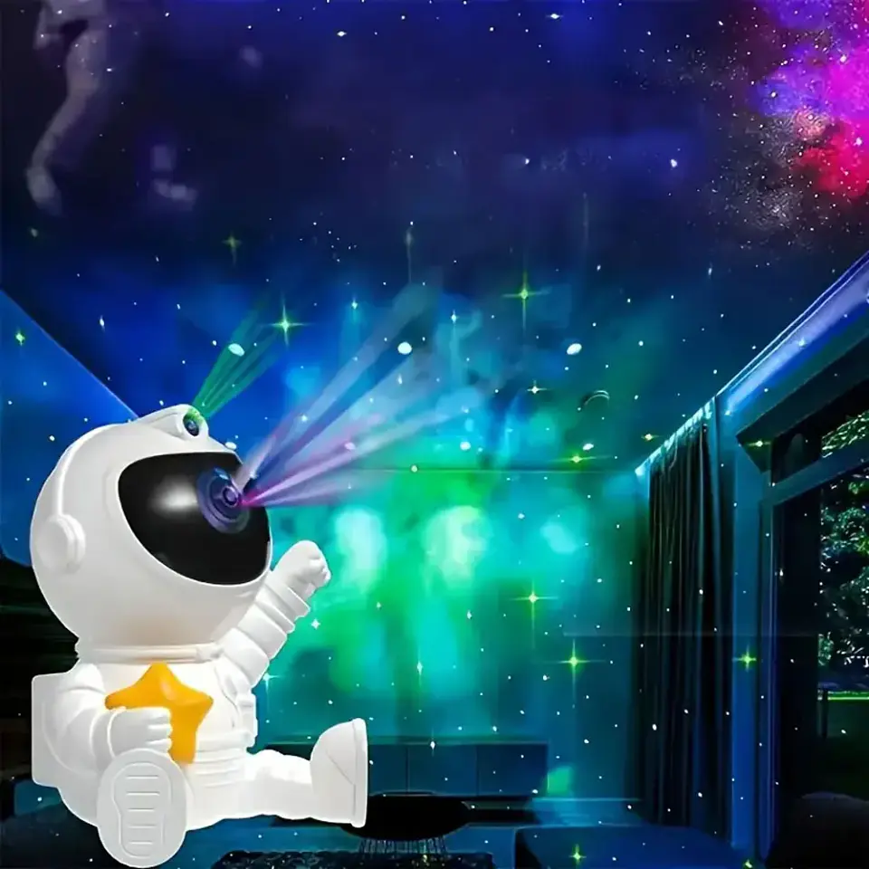 Proyector de galaxias con diseño de astronauta, luz nocturna para dormitorio y regalo para cumpleaños y Navidad 4