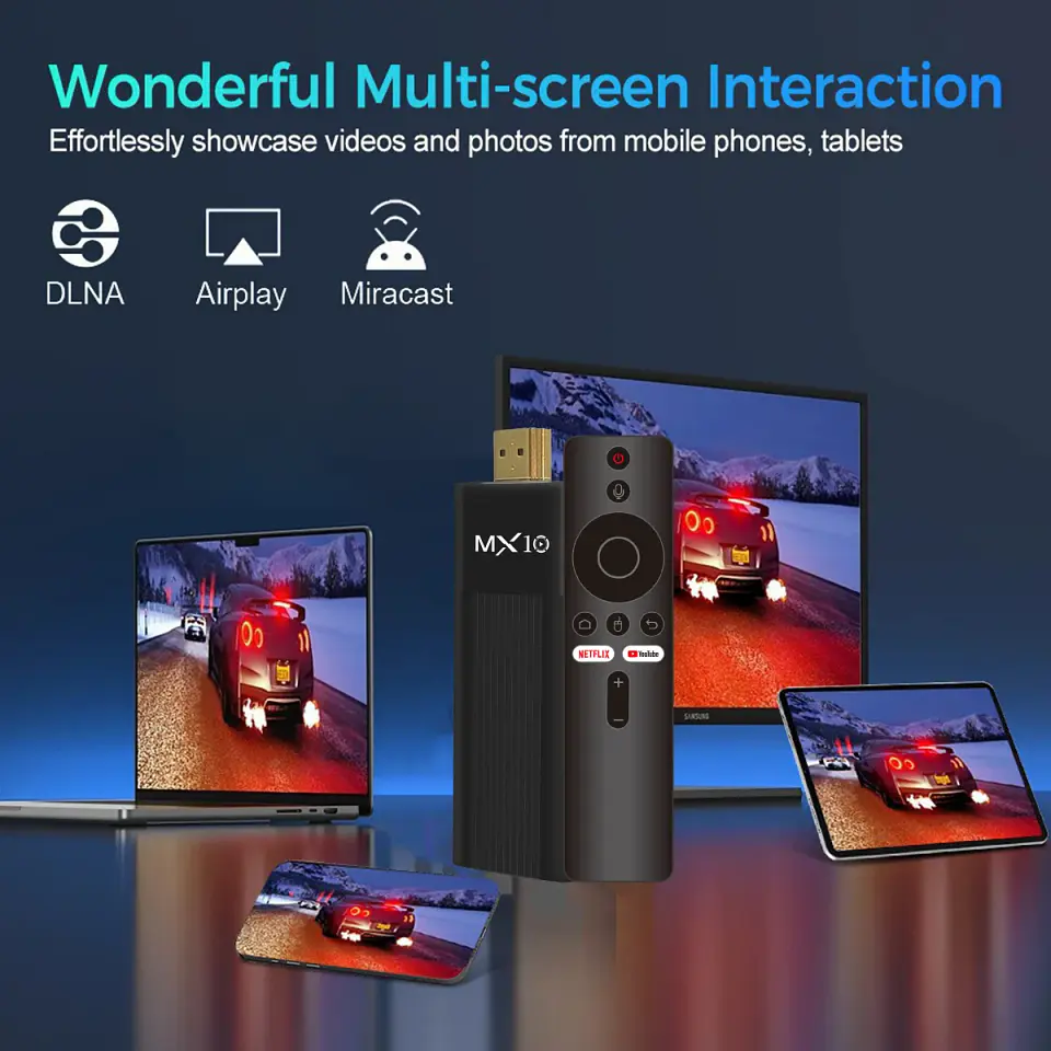 TV Stick MX10-F3 con Android, H313 de cuatro núcleos, Wi-Fi de doble banda 2.4/5 GHz, 2 GB de RAM y 16 GB de almacenamiento 6