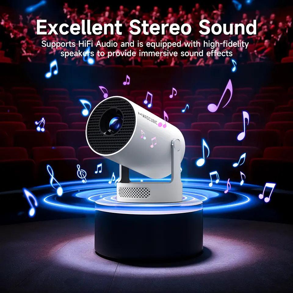 Proyector portátil Magcubic HY300 Pro+ 8K, Android 14, Wi-Fi 6 de doble banda, Allwinner H726, Bluetooth 5.4, resolución 1280 × 720 6