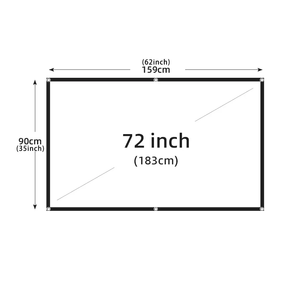 Pantalla de proyección portátil MIXITO plegable de alta densidad, formato 16:9, de 60 a 200 pulgadas, antiarrugas 8