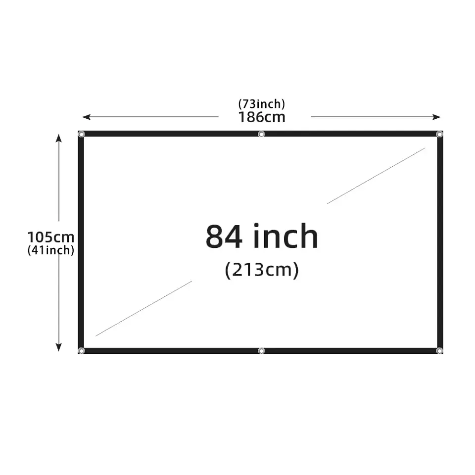 Pantalla de proyección portátil MIXITO plegable de alta densidad, formato 16:9, de 60 a 200 pulgadas, antiarrugas 9