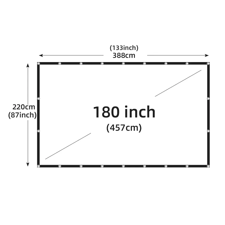 Pantalla de proyección portátil MIXITO plegable de alta densidad, formato 16:9, de 60 a 200 pulgadas, antiarrugas 14
