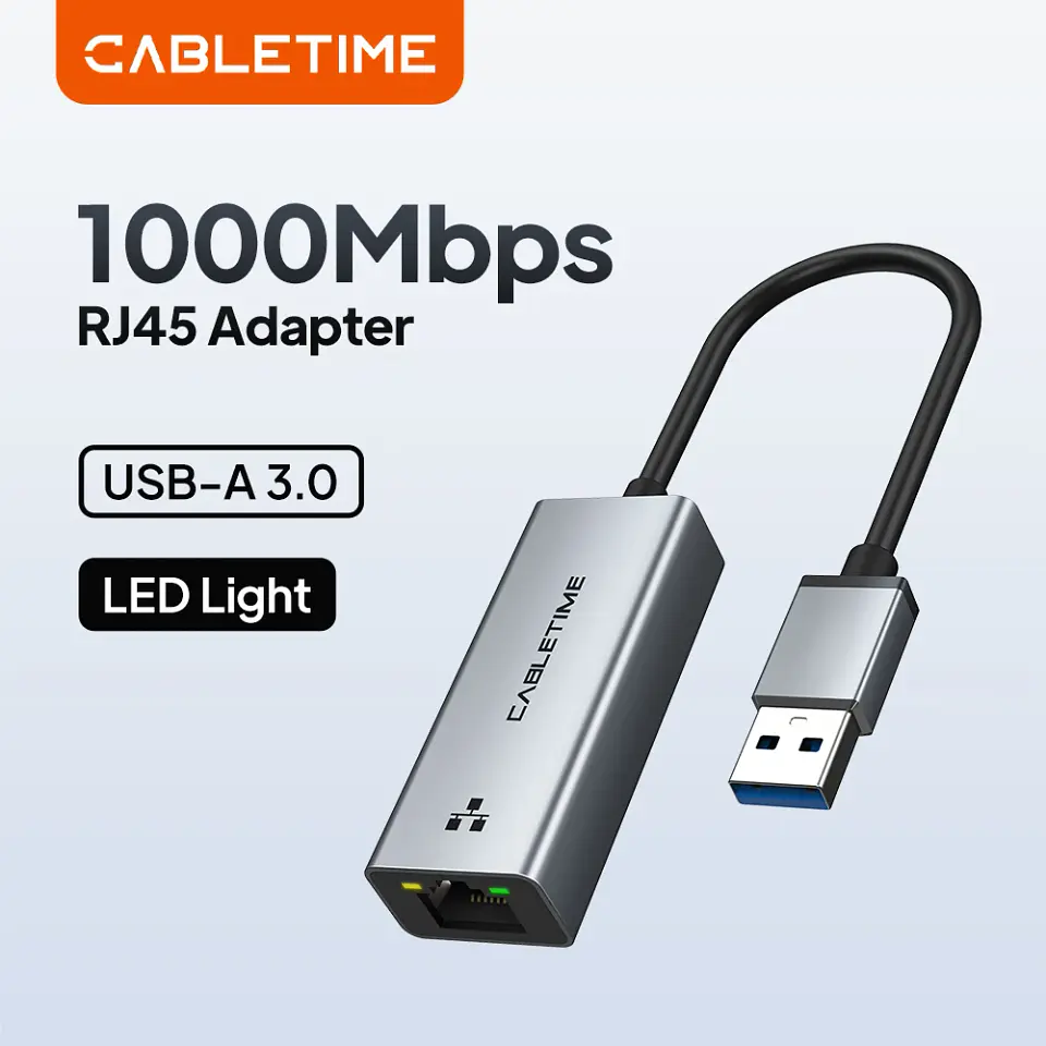 Adaptador Ethernet USB CABLETIME de 100/1000 Mbps, USB 3.0 a RJ45, para laptops y MacBook 1
