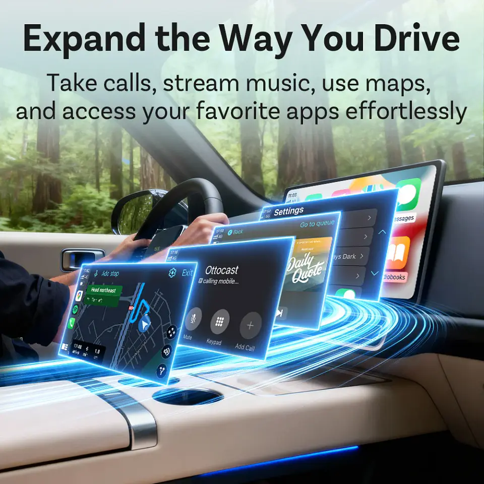 Adaptador inalámbrico OTTOCAST Express Mini Dot para CarPlay y Android Auto, Wi-Fi 6, conexión plug and play para Audi y Kia 3