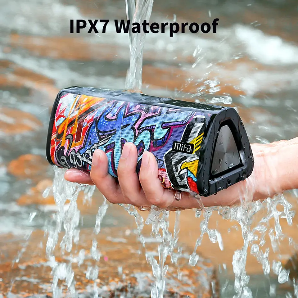 Parlante Bluetooth portátil mifa A10+ con sonido estéreo de 360°, 20 W, Bluetooth 5.0, resistente al agua IPX7 y hasta 24 horas de reproducción 3