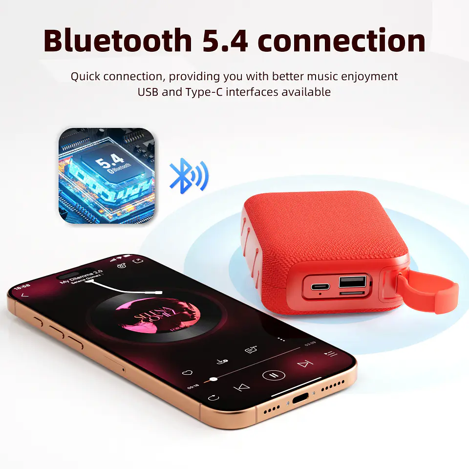 Parlante Bluetooth portátil WJOY Go 4, Hi-Fi, liviano, Bluetooth 5.4, estéreo TWS para el hogar y actividades al aire libre 4