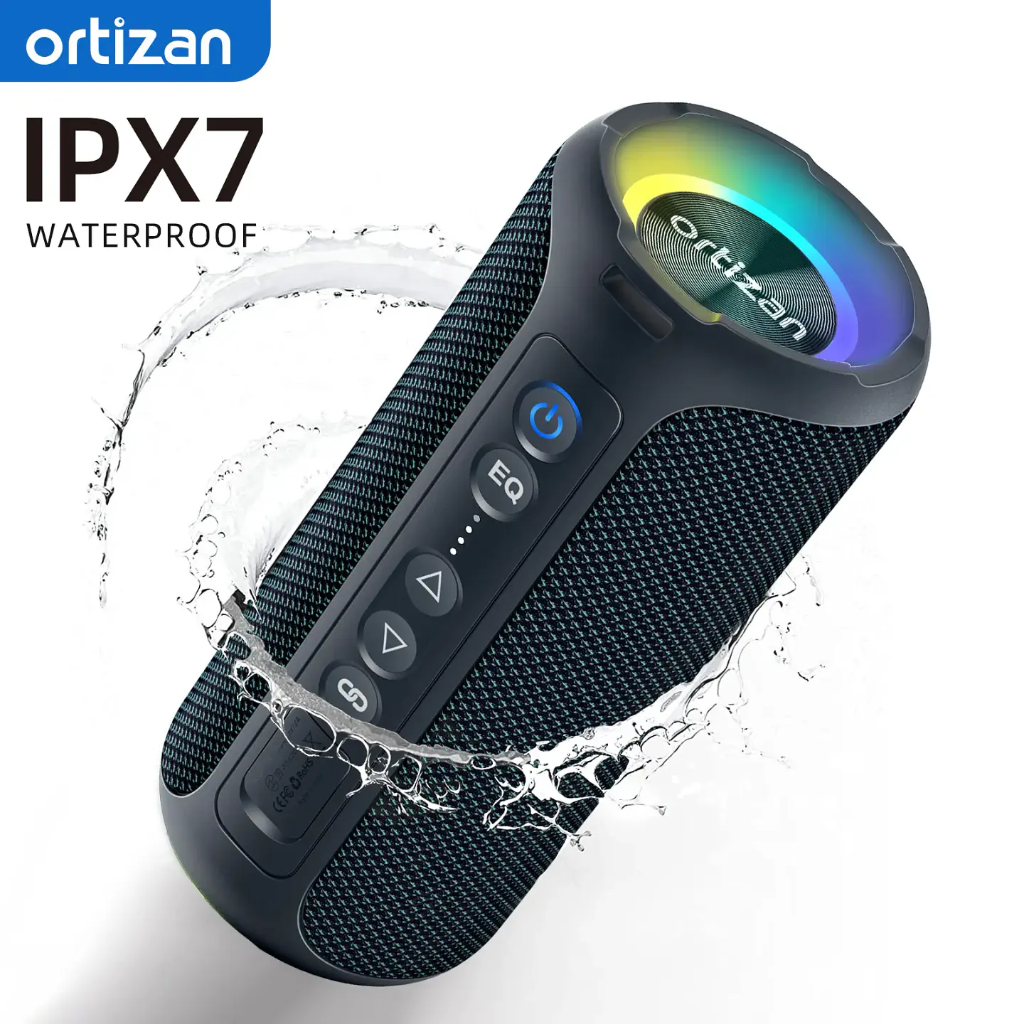 Parlante Bluetooth Ortizan de 40 W con graves mejorados, portátil e inalámbrico para exteriores, 30 horas de reproducción, resistente al agua IPX7, para ducha, Bluetooth 5.3 1