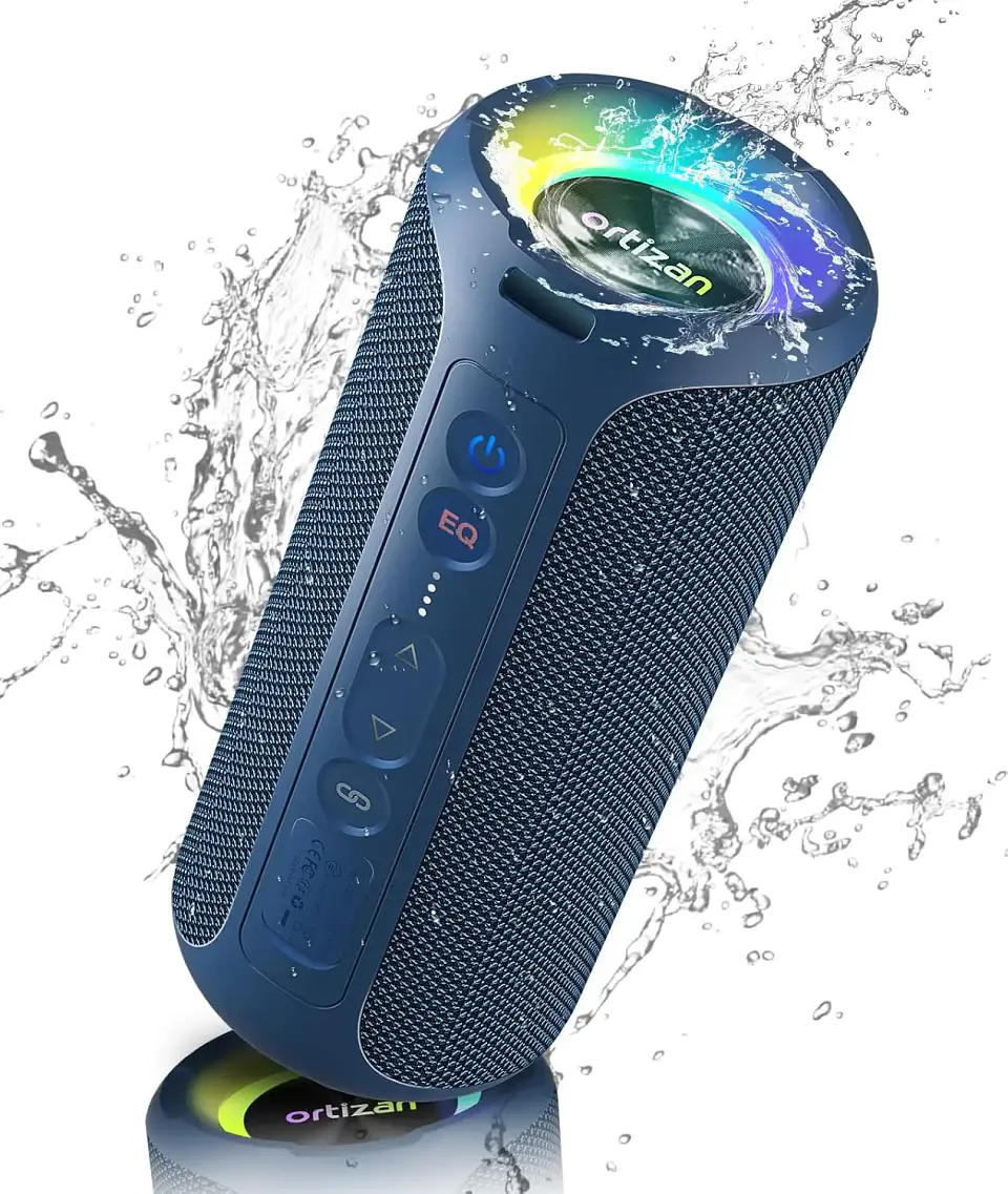 Parlante Bluetooth Ortizan de 40 W con graves mejorados, portátil e inalámbrico para exteriores, 30 horas de reproducción, resistente al agua IPX7, para ducha, Bluetooth 5.3 7