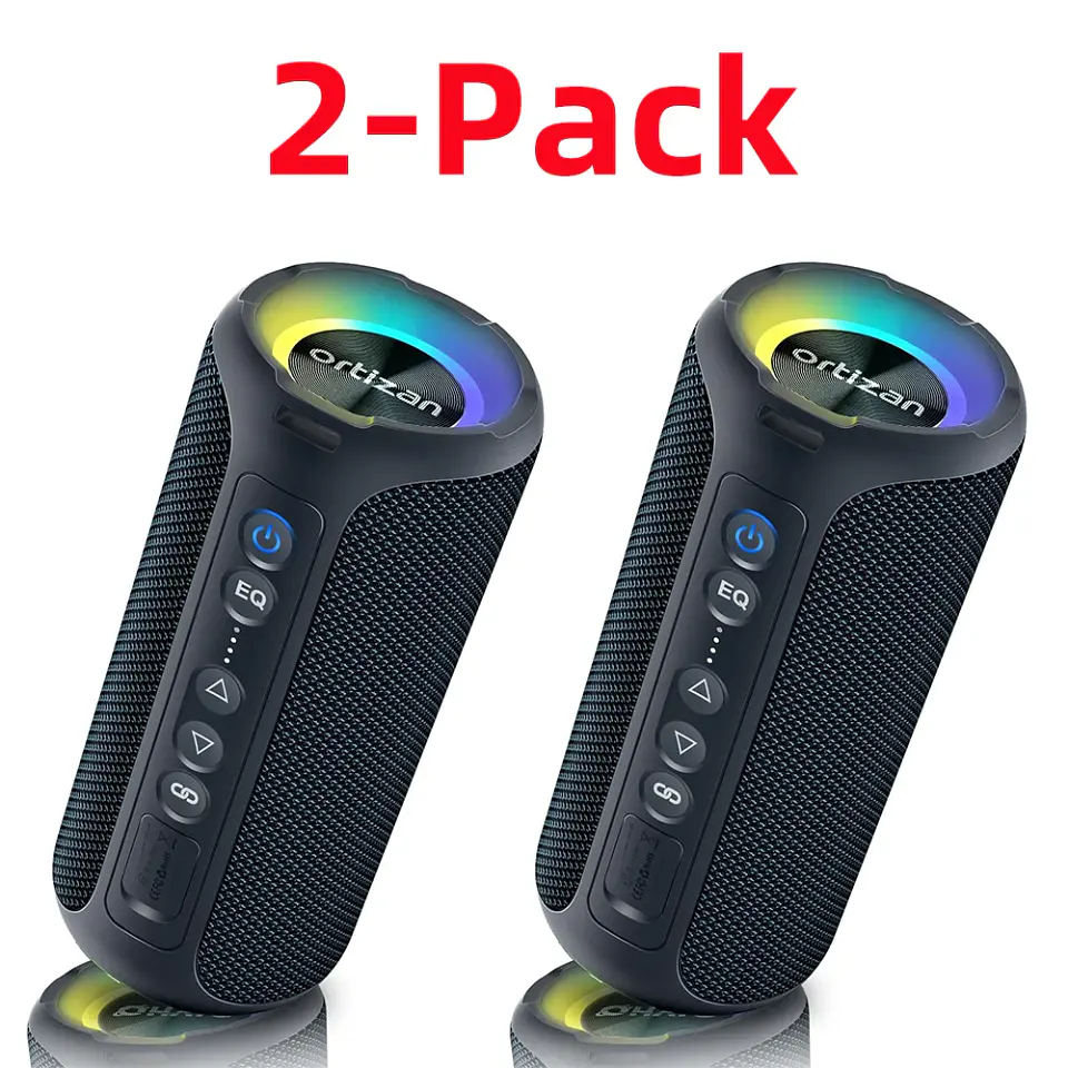 Parlante Bluetooth Ortizan de 40 W con graves mejorados, portátil e inalámbrico para exteriores, 30 horas de reproducción, resistente al agua IPX7, para ducha, Bluetooth 5.3 10