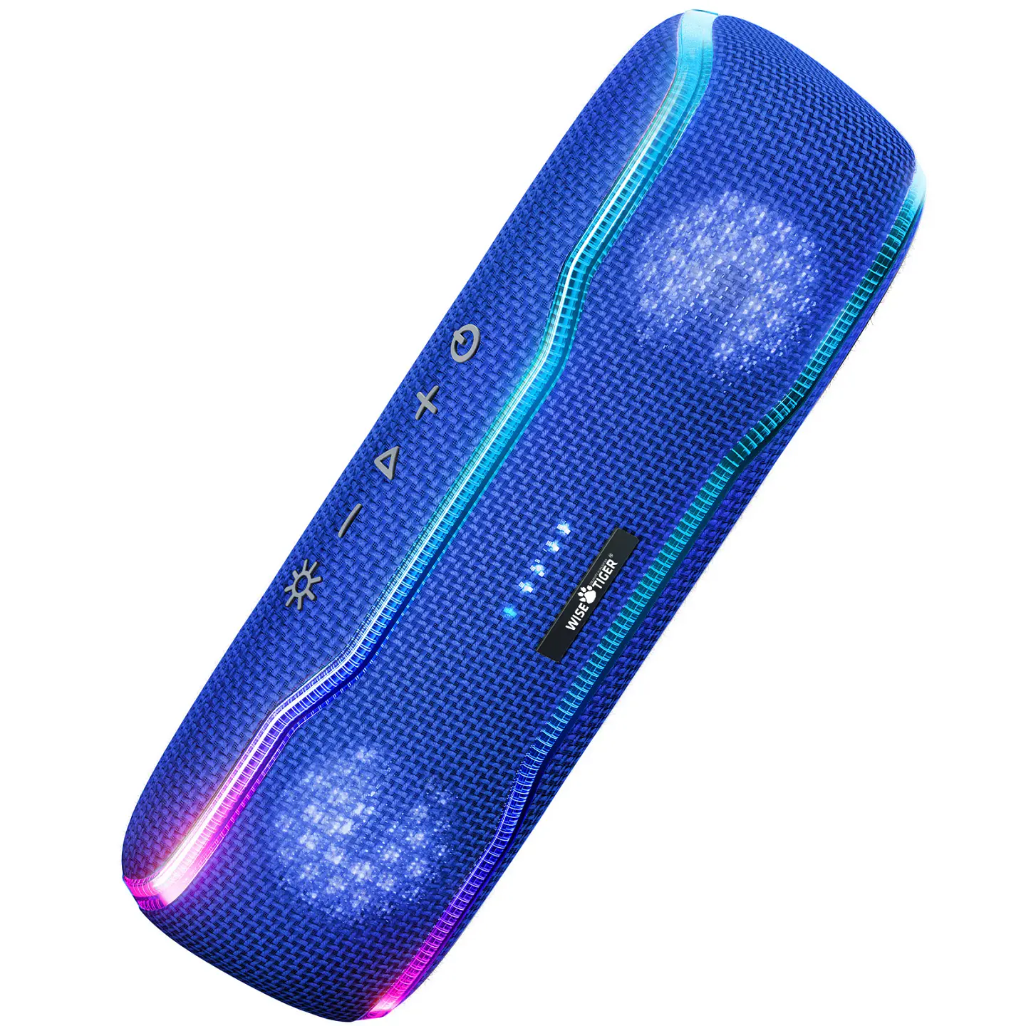 Parlante portátil WISETIGER para exteriores, resistente al agua IPX7, estéreo Bluetooth 5.3, 25 W con iluminación envolvente multicolor 9