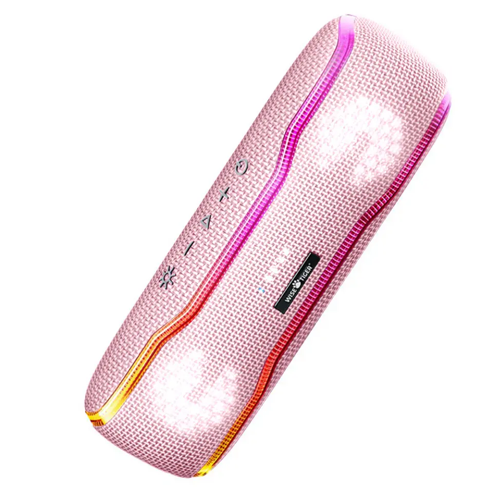 Parlante portátil WISETIGER para exteriores, resistente al agua IPX7, estéreo Bluetooth 5.3, 25 W con iluminación envolvente multicolor 10
