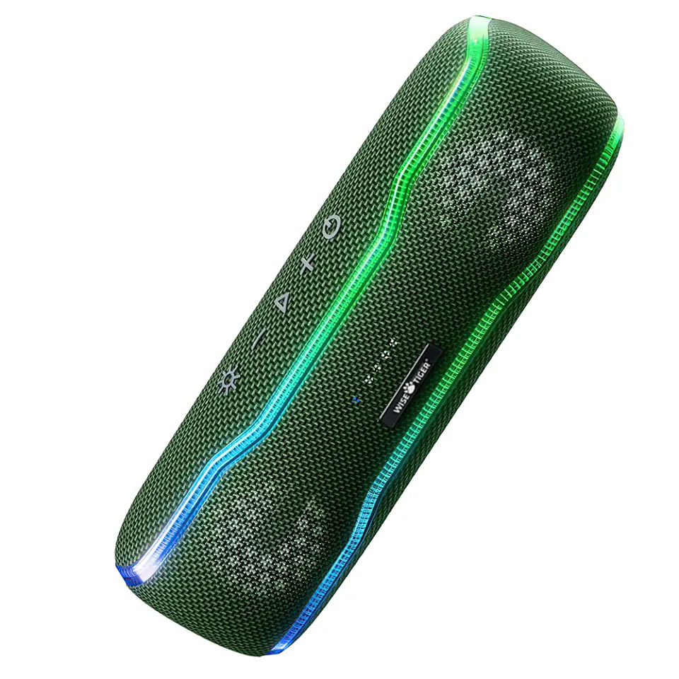 Parlante portátil WISETIGER para exteriores, resistente al agua IPX7, estéreo Bluetooth 5.3, 25 W con iluminación envolvente multicolor 11