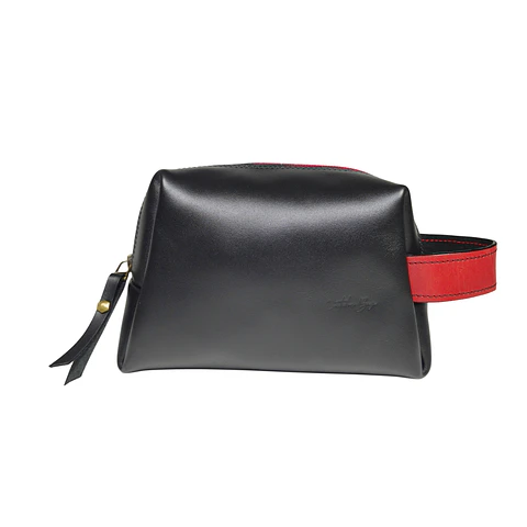 Neceser de Cuero Negro con Detalles Rojos – Edición Limitada