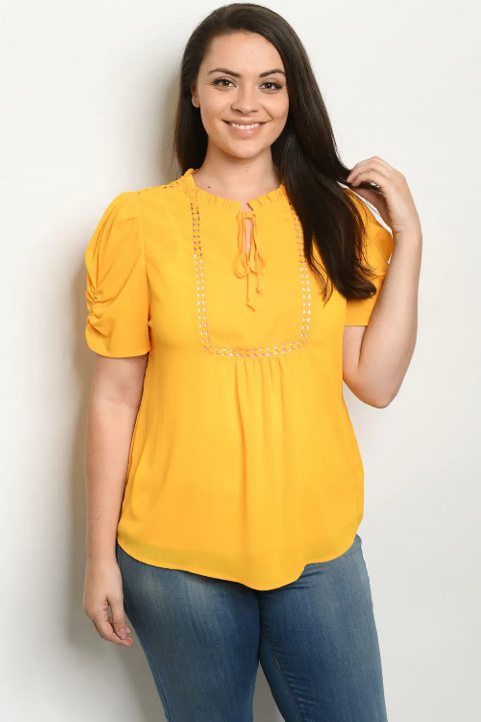 Polera PL082 mangas cortas recogidas 1
