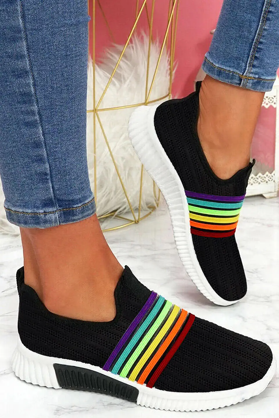 Zapatilla Z004 tela arcoiris 3