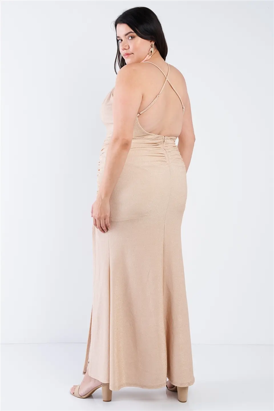 Vestido PV199 espalda descubierta de tela brillante  4