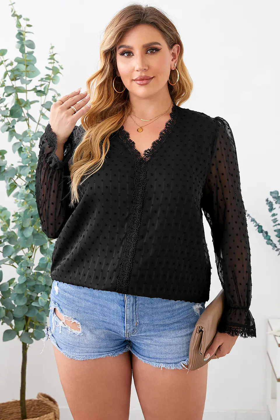 Blusa con mangas larga en transparencia BL067 9